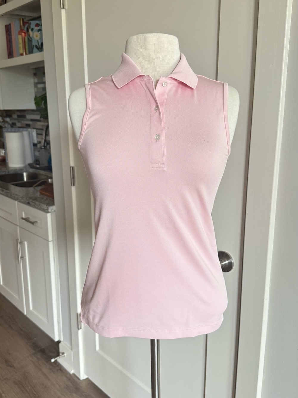 Tory Sport Sleeveless Polo in Light Pink